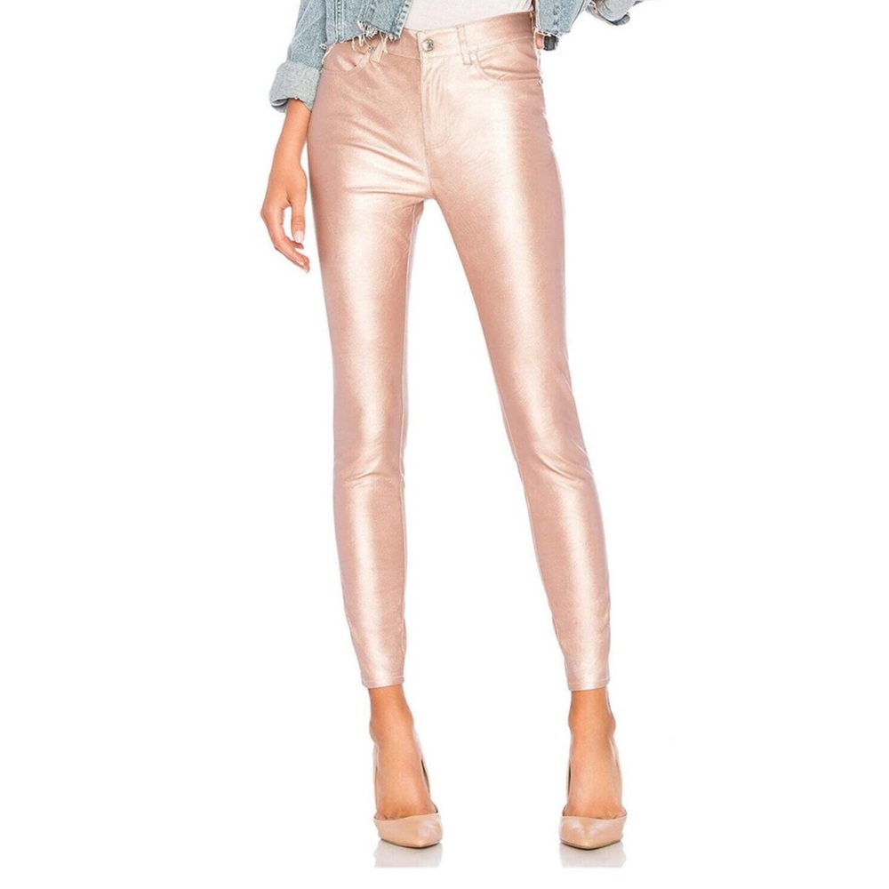 Free People Womens Metallic Faux Leather Casual Leggings